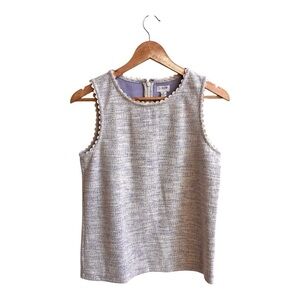 J Crew Factory Light Blue Sleeveless Tweed Back Zip Womens Size S Top
